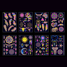Load image into Gallery viewer, Creative Fluorescent Bronzing Flower Arm Tattoo Stickers Hot Face Stickers Waterproof Feather Body Arm Tattoo Stickers