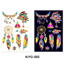 Load image into Gallery viewer, Creative Fluorescent Bronzing Flower Arm Tattoo Stickers Hot Face Stickers Waterproof Feather Body Arm Tattoo Stickers