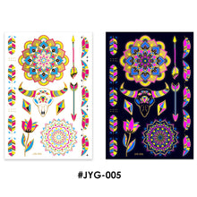 Load image into Gallery viewer, Creative Fluorescent Bronzing Flower Arm Tattoo Stickers Hot Face Stickers Waterproof Feather Body Arm Tattoo Stickers