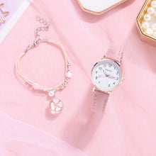 Load image into Gallery viewer, Women Leather Belt Watch Casual Quartz Watches with Cherry Blossom Bracelet Fashion Jewelry Gift