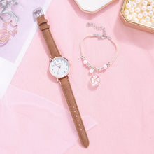 Load image into Gallery viewer, Women Leather Belt Watch Casual Quartz Watches with Cherry Blossom Bracelet Fashion Jewelry Gift