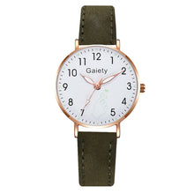 Load image into Gallery viewer, Women Leather Belt Watch Casual Quartz Watches with Cherry Blossom Bracelet Fashion Jewelry Gift