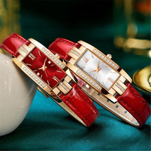 Load image into Gallery viewer, Luxury Women Watch Square Diamond Ladies Quartz Watches Green Dial Leather Band Wristwatch
