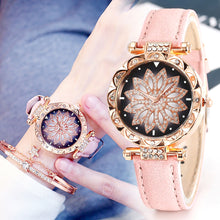 Load image into Gallery viewer, Luxury Women Watch Big Dial Diamond Flower Analog Quartz Watch Bracelet Watches Set