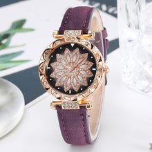 Load image into Gallery viewer, Luxury Women Watch Big Dial Diamond Flower Analog Quartz Watch Bracelet Watches Set