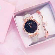 Load image into Gallery viewer, Luxury Women Watch Starry Sky Dial Leather Band Quartz Watch Wrist Watches Bracelet Set