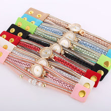 Load image into Gallery viewer, Luxury Women Watch Leather Strap Diamond Quartz Watch Wrap Around Fashion Bracelet Wrist Watches