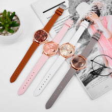 Load image into Gallery viewer, Women Watch Moon Numbers Dial Bracelet Watch Set Girls Leather Band Quartz Wristwatch