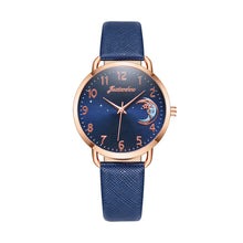 Load image into Gallery viewer, Women Watch Moon Numbers Dial Bracelet Watch Set Girls Leather Band Quartz Wristwatch