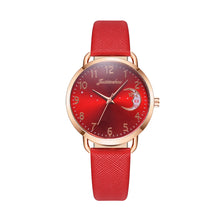 Load image into Gallery viewer, Women Watch Moon Numbers Dial Bracelet Watch Set Girls Leather Band Quartz Wristwatch