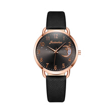 Load image into Gallery viewer, Women Watch Moon Numbers Dial Bracelet Watch Set Girls Leather Band Quartz Wristwatch