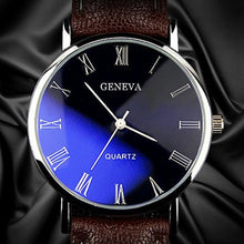Load image into Gallery viewer, Fashion Men Watch Leather Strap Roman Numeral Quartz Watch