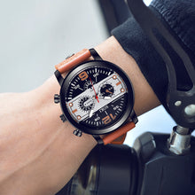 Load image into Gallery viewer, Men Sport Military Watch Casual Leather Strap Quartz Watch Wristwatch