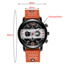 Load image into Gallery viewer, Men Sport Military Watch Casual Leather Strap Quartz Watch Wristwatch