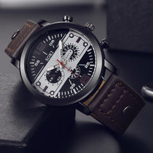 Load image into Gallery viewer, Men Sport Military Watch Casual Leather Strap Quartz Watch Wristwatch