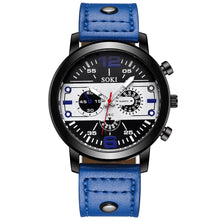 Load image into Gallery viewer, Men Sport Military Watch Casual Leather Strap Quartz Watch Wristwatch