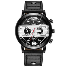 Load image into Gallery viewer, Men Sport Military Watch Casual Leather Strap Quartz Watch Wristwatch