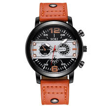 Load image into Gallery viewer, Men Sport Military Watch Casual Leather Strap Quartz Watch Wristwatch