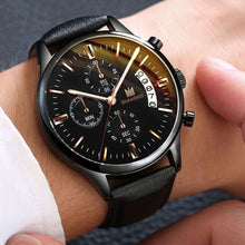 Load image into Gallery viewer, Fashion Men Wathch Sports Leather Strap Casual Calendar Quartz Watch Luxury Wristwatch