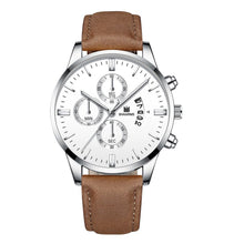 Load image into Gallery viewer, Fashion Men Wathch Sports Leather Strap Casual Calendar Quartz Watch Luxury Wristwatch