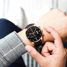 Load image into Gallery viewer, Fashion Men Wathch Sports Leather Strap Casual Calendar Quartz Watch Luxury Wristwatch