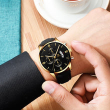 Load image into Gallery viewer, Fashion Men Wathch Sports Leather Strap Casual Calendar Quartz Watch Luxury Wristwatch