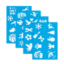 Load image into Gallery viewer, 4Sheet/Pack Kids Tattoo Stencils Children Holiday Airbrush Templates Halloween Face Glitter Paint Templates DIY Body Art Painting Tools