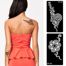 Load image into Gallery viewer, 1Sheet Women Flower Tattoo Stencils Henna Templates Arm Back Chest Body Art Airbrush Paint Templates Decal DIY Flower Painting