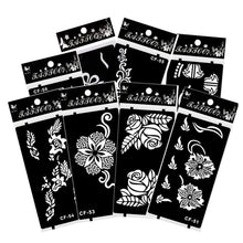 Load image into Gallery viewer, 1Sheet Women Flower Tattoo Stencils Henna Templates Arm Back Chest Body Art Airbrush Paint Templates Decal DIY Flower Painting
