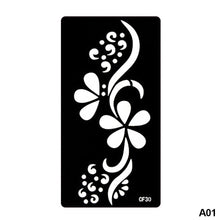 Load image into Gallery viewer, 1Sheet Women Flower Tattoo Stencils Henna Templates Arm Back Chest Body Art Airbrush Paint Templates Decal DIY Flower Painting