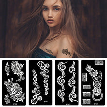 Load image into Gallery viewer, 1Sheet Women Flower Tattoo Stencils Henna Templates Arm Back Chest Body Art Airbrush Paint Templates Decal DIY Flower Painting