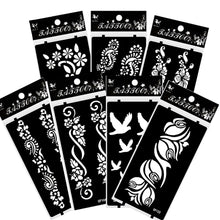 Load image into Gallery viewer, 1Sheet Women Flower Tattoo Stencils Henna Templates Arm Back Chest Body Art Airbrush Paint Templates Decal DIY Flower Painting