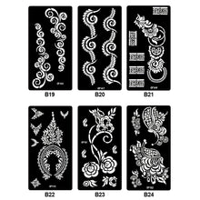 Load image into Gallery viewer, 1Sheet Women Flower Tattoo Stencils Henna Templates Arm Back Chest Body Art Airbrush Paint Templates Decal DIY Flower Painting