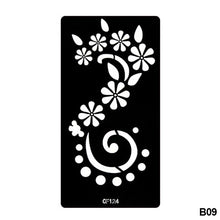 Load image into Gallery viewer, 1Sheet Women Flower Tattoo Stencils Henna Templates Arm Back Chest Body Art Airbrush Paint Templates Decal DIY Flower Painting