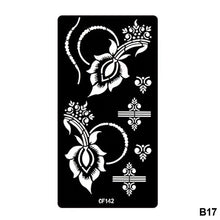 Load image into Gallery viewer, 1Sheet Women Flower Tattoo Stencils Henna Templates Arm Back Chest Body Art Airbrush Paint Templates Decal DIY Flower Painting