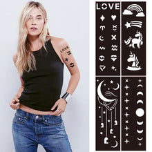 Load image into Gallery viewer, 1Sheet Tattoo Stencils Henna Templates Arm Back Chest Body Art Airbrush Paint Templates Decal DIY Flower Painting