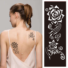 Load image into Gallery viewer, 1Sheet Tattoo Stencils Henna Templates Arm Back Chest Body Art Airbrush Paint Templates Decal DIY Flower Painting