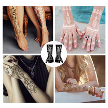 Load image into Gallery viewer, Indian Henna Rose Lace Flower Tattoo Stencil Arm Mehndi Henna Tattoo Hand Tattoo Templates Body Art Sticker Template India Flower Tattoo Stencil