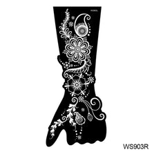 Load image into Gallery viewer, Indian Henna Rose Lace Flower Tattoo Stencil Arm Mehndi Henna Tattoo Hand Tattoo Templates Body Art Sticker Template India Flower Tattoo Stencil