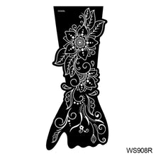 Load image into Gallery viewer, Indian Henna Rose Lace Flower Tattoo Stencil Arm Mehndi Henna Tattoo Hand Tattoo Templates Body Art Sticker Template India Flower Tattoo Stencil