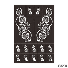 Load image into Gallery viewer, 1Sheet Tattoo Stencils Henna Templates Hand Foot Body Art Airbrush Paint Templates Decal DIY Flower Painting