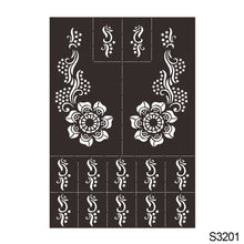 Load image into Gallery viewer, 1Sheet Tattoo Stencils Henna Templates Hand Foot Body Art Airbrush Paint Templates Decal DIY Flower Painting