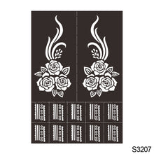 Load image into Gallery viewer, 1Sheet Tattoo Stencils Henna Templates Hand Foot Body Art Airbrush Paint Templates Decal DIY Flower Painting