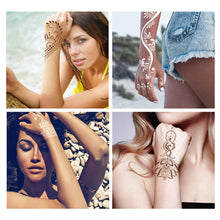 Load image into Gallery viewer, 1Sheet Tattoo Stencils Henna Templates Arm Back Chest Ankle Body Art Airbrush Paint Templates Decal DIY Flower Painting