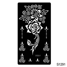 Load image into Gallery viewer, 1Sheet Tattoo Stencils Henna Templates Arm Back Chest Ankle Body Art Airbrush Paint Templates Decal DIY Flower Painting