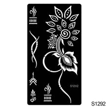 Load image into Gallery viewer, 1Sheet Tattoo Stencils Henna Templates Arm Back Chest Ankle Body Art Airbrush Paint Templates Decal DIY Flower Painting