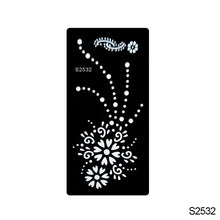 Load image into Gallery viewer, 1Sheet Tattoo Stencils Henna Templates Arm Back Chest Ankle Body Art Airbrush Paint Templates Decal DIY Flower Painting
