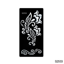 Load image into Gallery viewer, 1Sheet Tattoo Stencils Henna Templates Arm Back Chest Ankle Body Art Airbrush Paint Templates Decal DIY Flower Painting