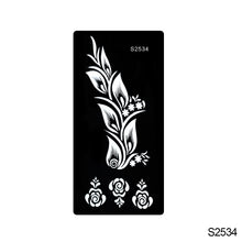 Load image into Gallery viewer, 1Sheet Tattoo Stencils Henna Templates Arm Back Chest Ankle Body Art Airbrush Paint Templates Decal DIY Flower Painting