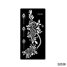 Load image into Gallery viewer, 1Sheet Tattoo Stencils Henna Templates Arm Back Chest Ankle Body Art Airbrush Paint Templates Decal DIY Flower Painting